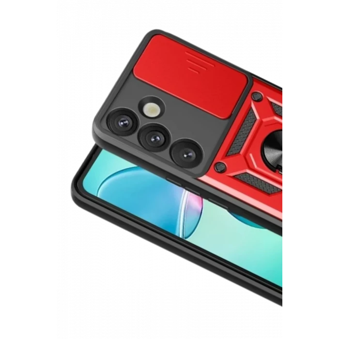 Newface Samsung Galaxy S26 Plus Pars Lens Yüzüklü Silikon - Kırmızı