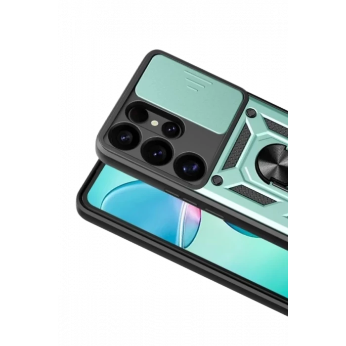 Newface Samsung Galaxy S26 Ultra Pars Lens Yüzüklü Silikon - Yeşil