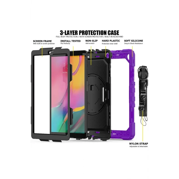 Newface Samsung Galaxy T510 Tab A 10.1 Kılıf Pars Tablet Kapak - Mor