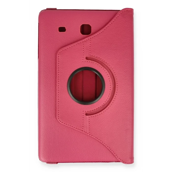 Newface Samsung Galaxy T560 Tab E 9.7 Kılıf 360 Tablet Deri Kılıf - Pembe