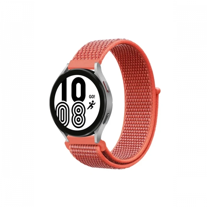 Newface Samsung Galaxy Watch 4 Hasırlı Cırtcırtlı Kordon - Turuncu