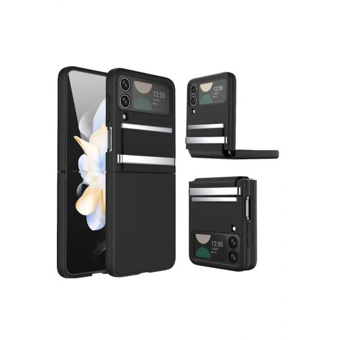 Newface Samsung Galaxy Z Flip 3 Kılıf Belt Flip Kapak - Siyah