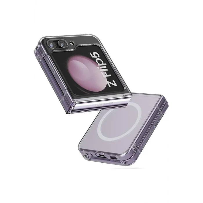 Newface Samsung Galaxy Z Flip 5 Kılıf Magneticsafe Şeffaf Silikon - Şeffaf