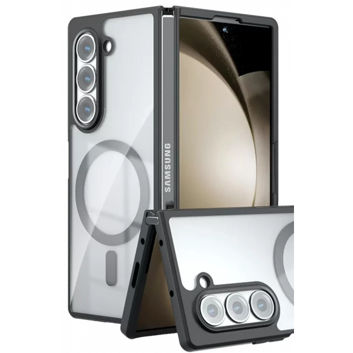Newface Samsung Galaxy Z Fold 5 Kılıf Blur Fold Magsafe Kapak - Siyah