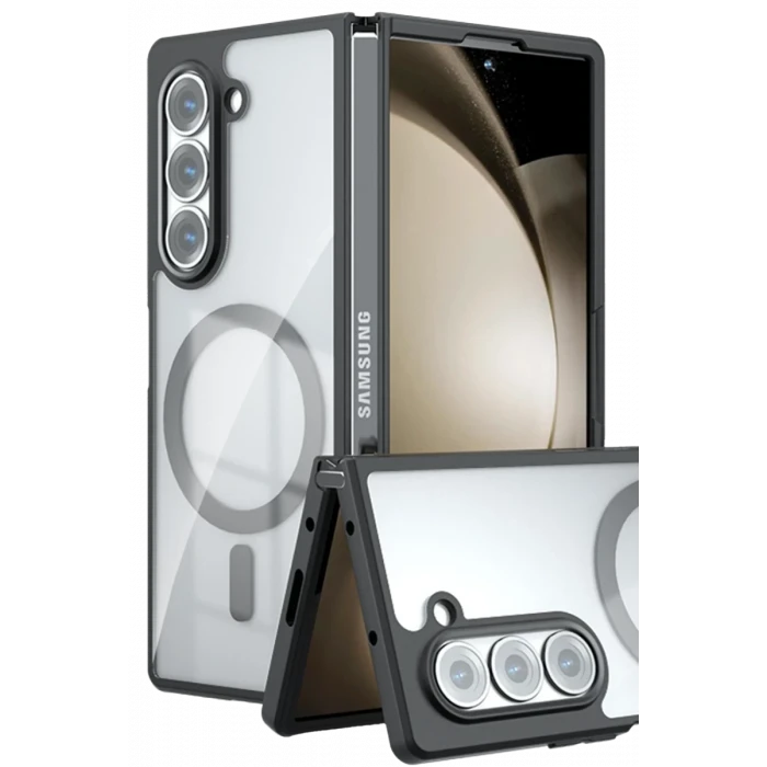 Newface Samsung Galaxy Z Fold 5 Kılıf Blur Fold Magsafe Kapak - Siyah