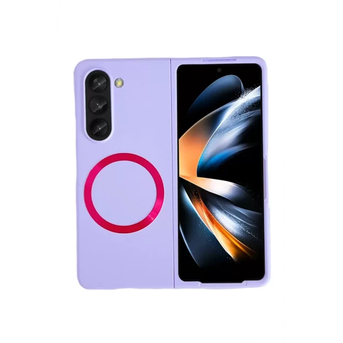 Newface Samsung Galaxy Z Fold 5 Kılıf Mata Fold Kapak - Lila
