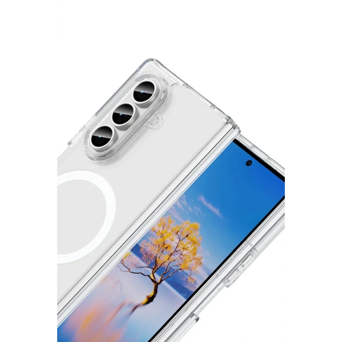 Newface Samsung Galaxy Z Fold 7 Kılıf Magneticsafe Şeffaf Silikon - Şeffaf