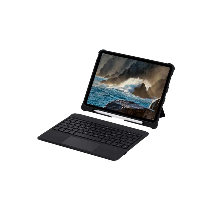 Newface Apple T5209D iPad Pro 12.9 (2021) Kılıf İnter Ledli Klavyeli Tablet Kılıfı - Siyah