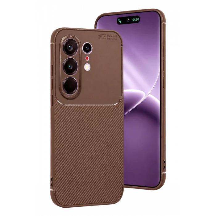 Newface Tecno Camon 50 Pro 5G Auto Focus Karbon Kapak - Kahverengi