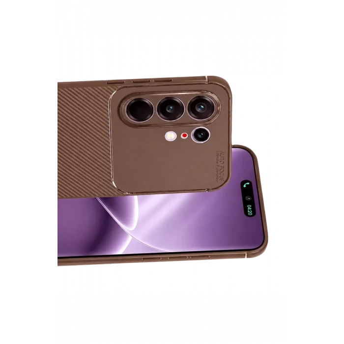Newface Tecno Camon 50 Pro 5G Auto Focus Karbon Kapak - Kahverengi