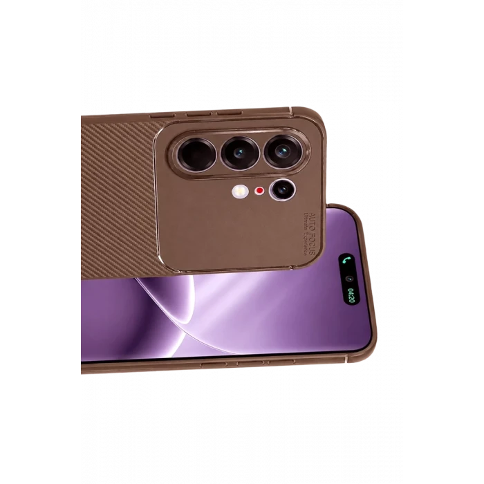 Newface Tecno Camon 50 Pro 5G Auto Focus Karbon Kapak - Kahverengi