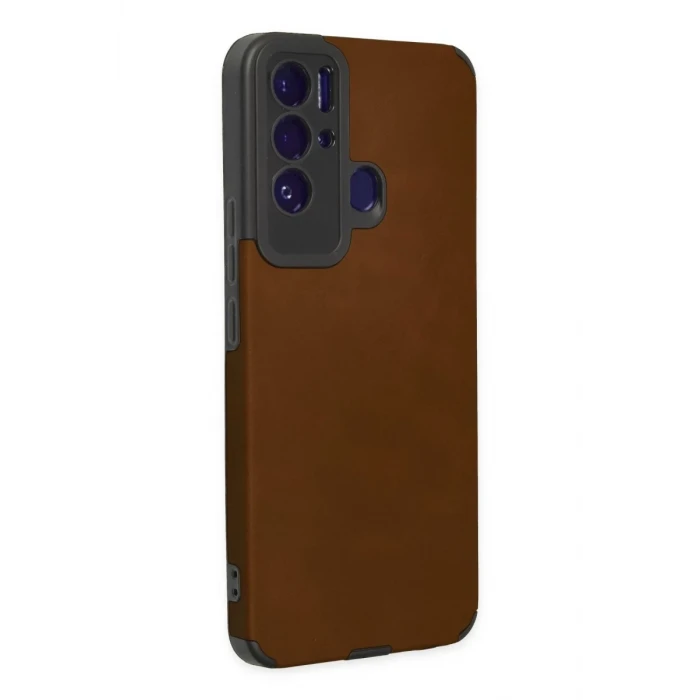 Newface Tecno Pova Neo Kılıf Loop Deri Silikon - Kahverengi