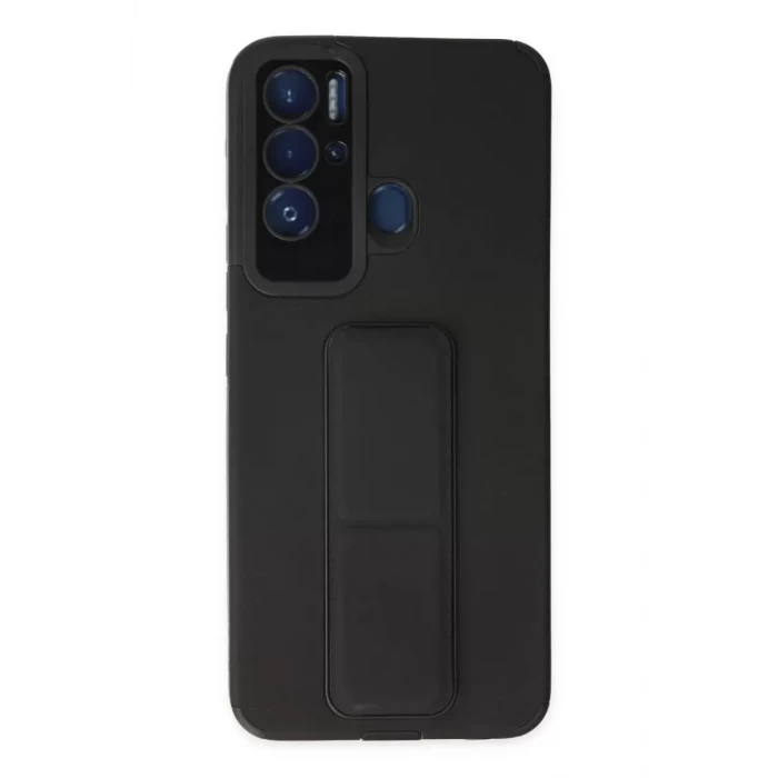 Newface Tecno Pova Neo Kılıf Mega Standlı Silikon - Siyah