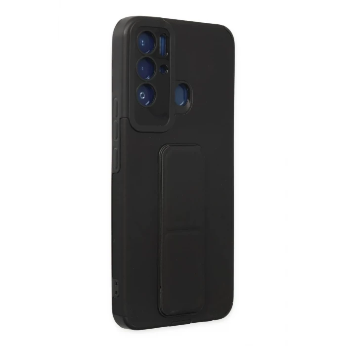 Newface Tecno Pova Neo Kılıf Mega Standlı Silikon - Siyah