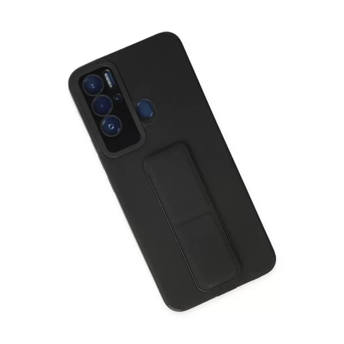 Newface Tecno Pova Neo Kılıf Mega Standlı Silikon - Siyah
