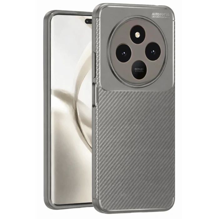 Newface Tecno Spark 30 Kılıf Auto Focus Karbon Kapak - Gri