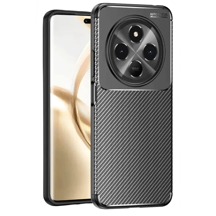 Newface Tecno Spark 30 Kılıf Auto Focus Karbon Kapak - Siyah