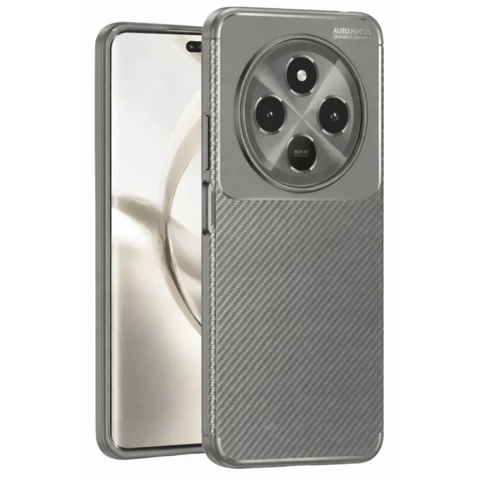 Newface Tecno Spark 30C Kılıf Auto Focus Karbon Kapak - Gri