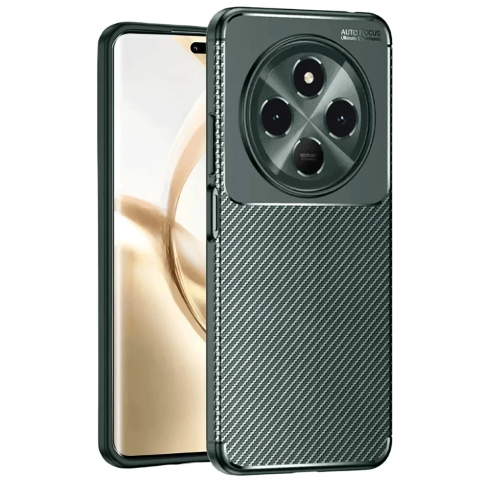 Newface Tecno Spark 30C Kılıf Auto Focus Karbon Kapak - Koyu Yeşil