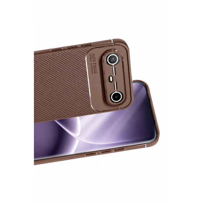 Newface Tecno Spark Slim 5G Auto Focus Karbon Kapak - Kahverengi