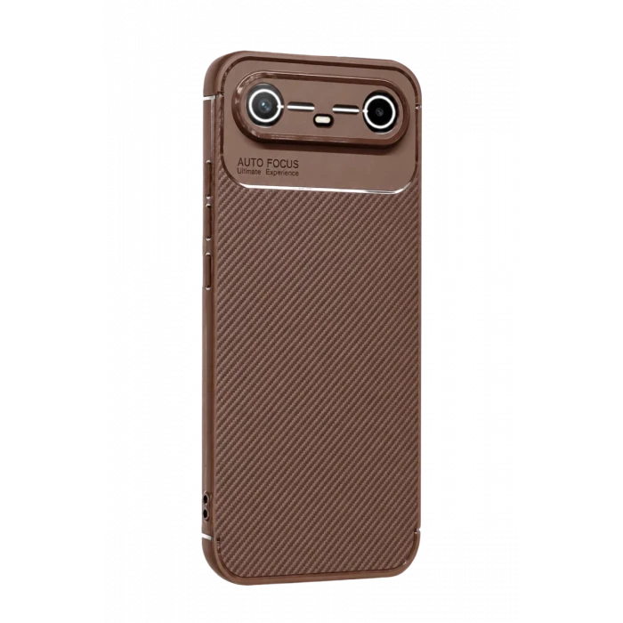 Newface Tecno Spark Slim 5G Auto Focus Karbon Kapak - Kahverengi