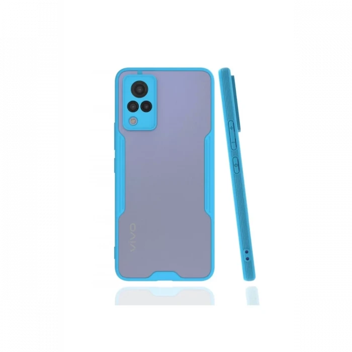 Newface Vivo V21 Kılıf Platin Silikon - Mavi