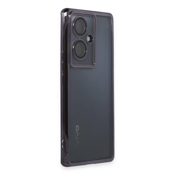 Newface Vivo V29 Lite Kılıf Razer Lensli Silikon - Mor