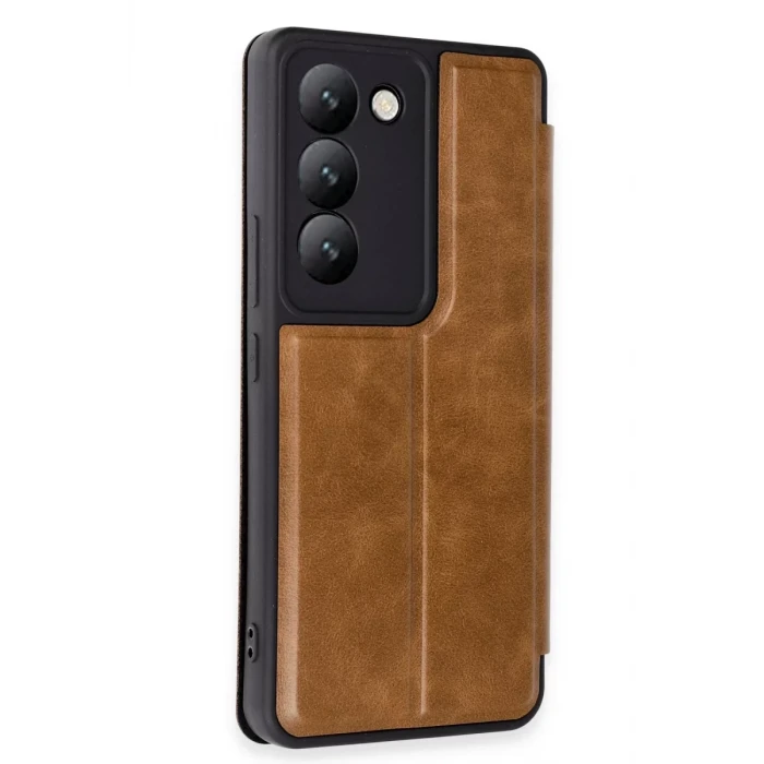 Newface Vivo V30 Lite 4G Kılıf Flip Cover - Taba