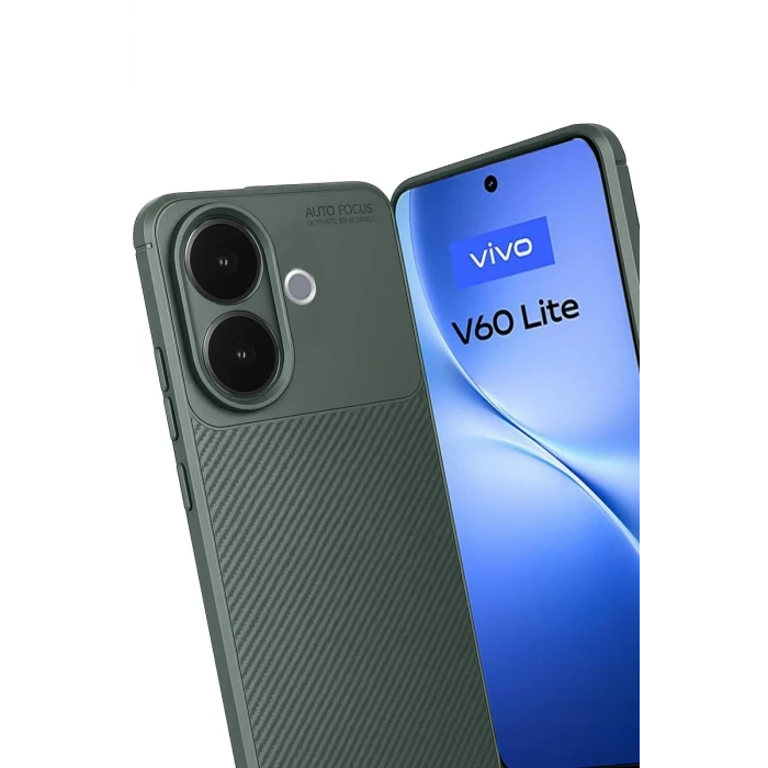 Newface Vivo V60 Lite Auto Focus Karbon Kapak - Koyu Yeşil