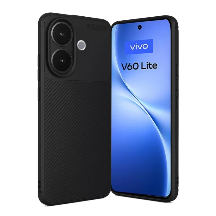 Newface Vivo V60 Lite Auto Focus Karbon Kapak - Siyah