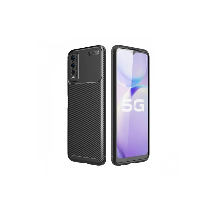 Newface Vivo Y11S Kılıf Auto Focus Karbon Kapak - Siyah