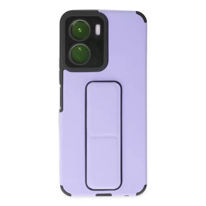 Newface Vivo Y16 Kılıf Mega Standlı Silikon - Lila