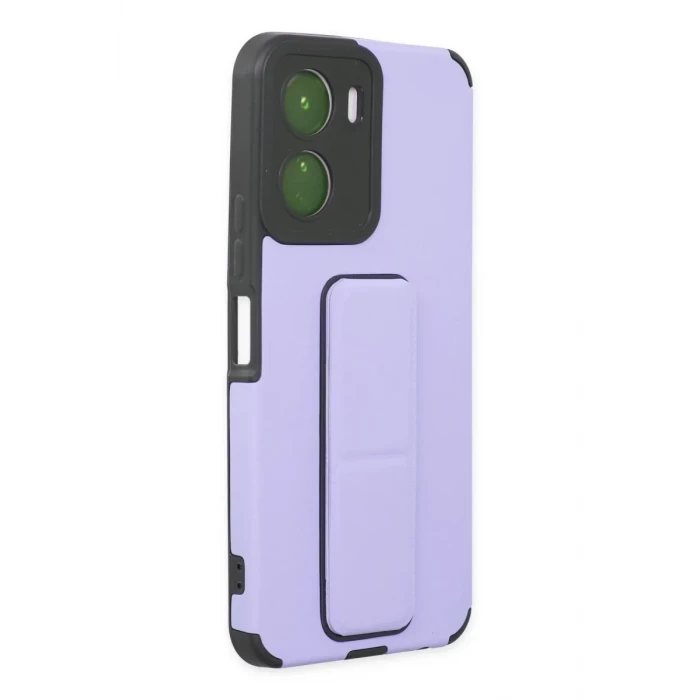 Newface Vivo Y16 Kılıf Mega Standlı Silikon - Lila