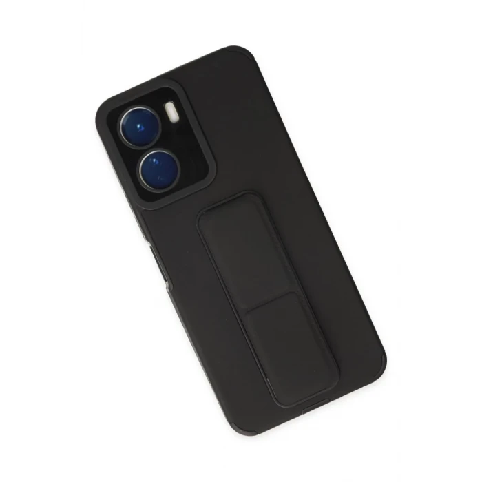 Newface Vivo Y16 Kılıf Mega Standlı Silikon - Siyah