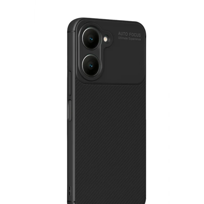 Newface Vivo Y18 Kılıf Auto Focus Karbon Kapak - Siyah