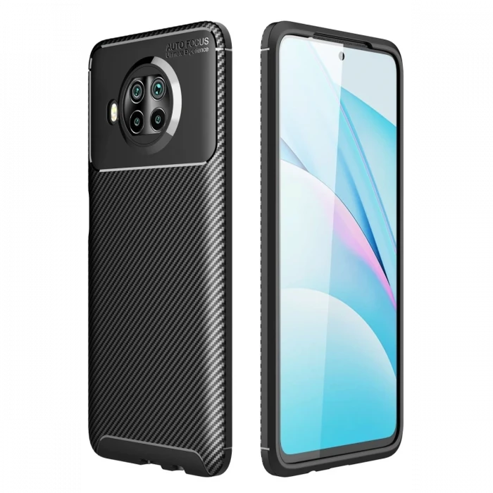 Newface Xiaomi Mi 10T Lite Kılıf Auto Focus Karbon Kapak - Siyah