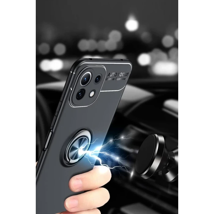 Newface Xiaomi Mİ 11 Lite Kılıf Range Yüzüklü Silikon - Kırmızı