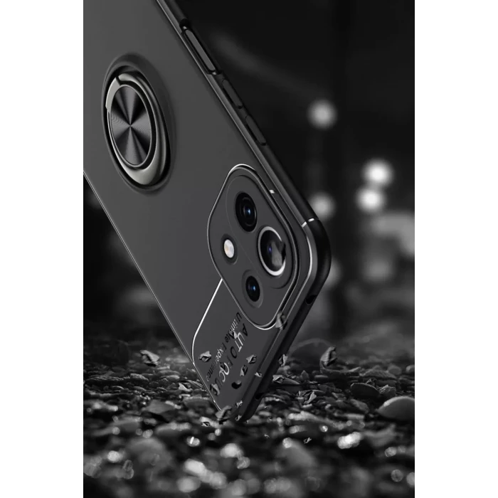 Newface Xiaomi Mİ 11 Lite Kılıf Range Yüzüklü Silikon - Kırmızı