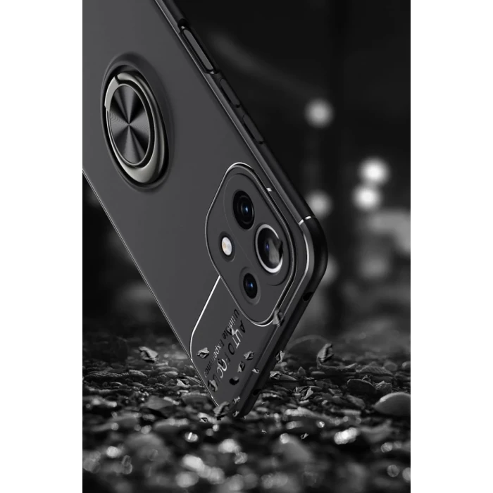 Newface Xiaomi Mİ 11 Lite Kılıf Range Yüzüklü Silikon - Kırmızı