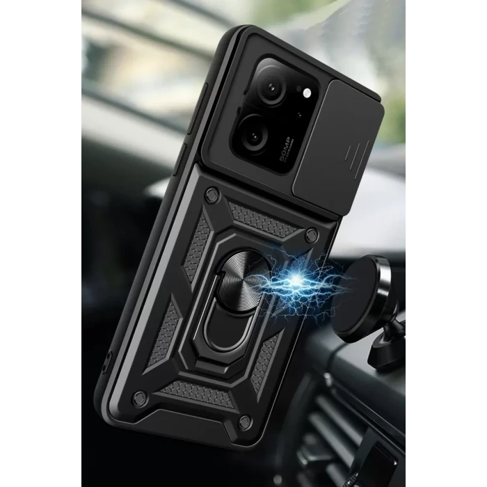 Newface Xiaomi Mi 13T Pro Kılıf Pars Lens Yüzüklü Silikon - Yeşil