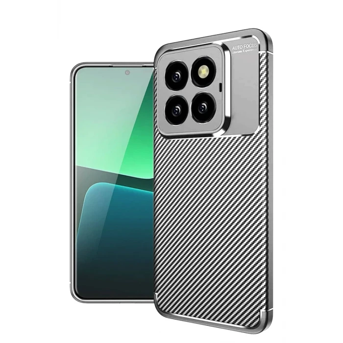 Newface Xiaomi Mi 14T Pro Kılıf Auto Focus Karbon Kapak - Gri