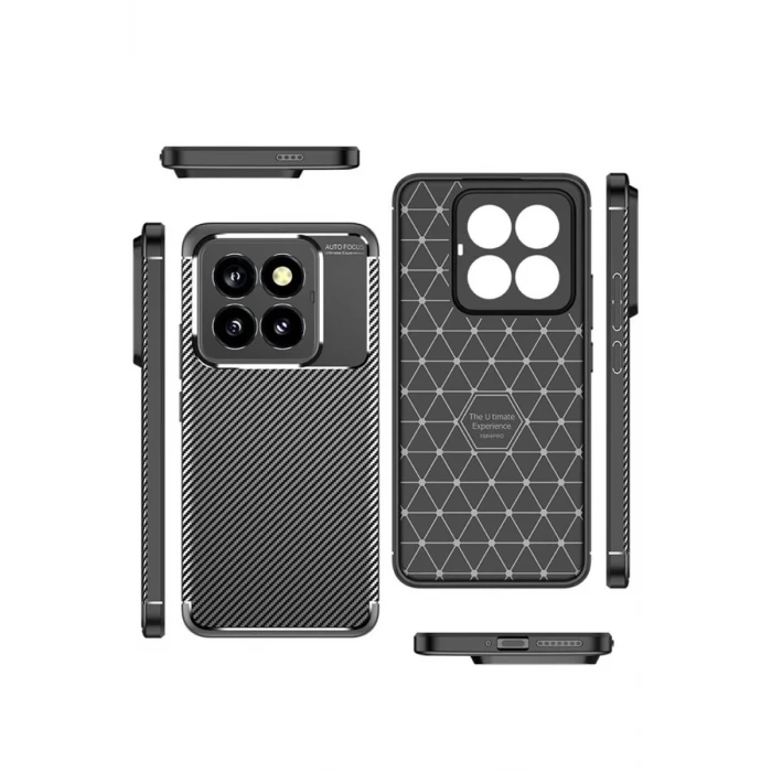 Newface Xiaomi Mi 14T Pro Kılıf Auto Focus Karbon Kapak - Siyah