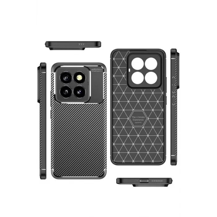 Newface Xiaomi Mi 14T Pro Kılıf Auto Focus Karbon Kapak - Siyah