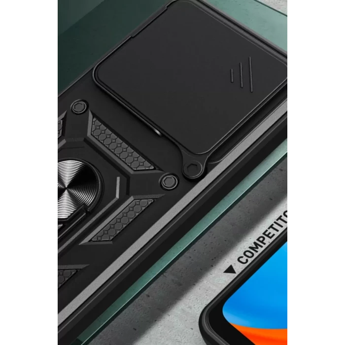 Newface Xiaomi Mi 14T Pro Kılıf Pars Lens Yüzüklü Silikon - Siyah