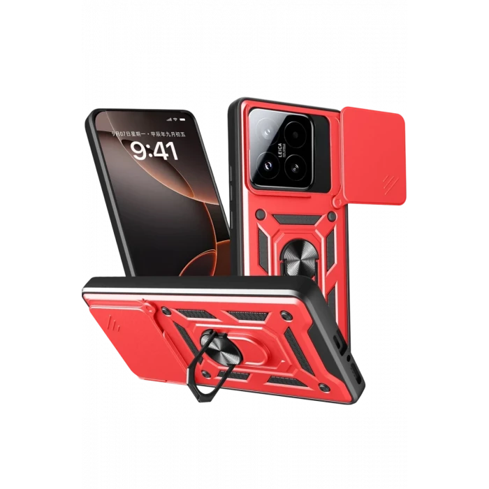 Newface Xiaomi Mi 15T Pars Lens Yüzüklü Silikon - Kırmızı