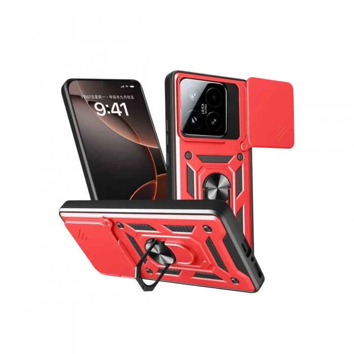 Newface Xiaomi Mi 15T Pars Lens Yüzüklü Silikon - Kırmızı