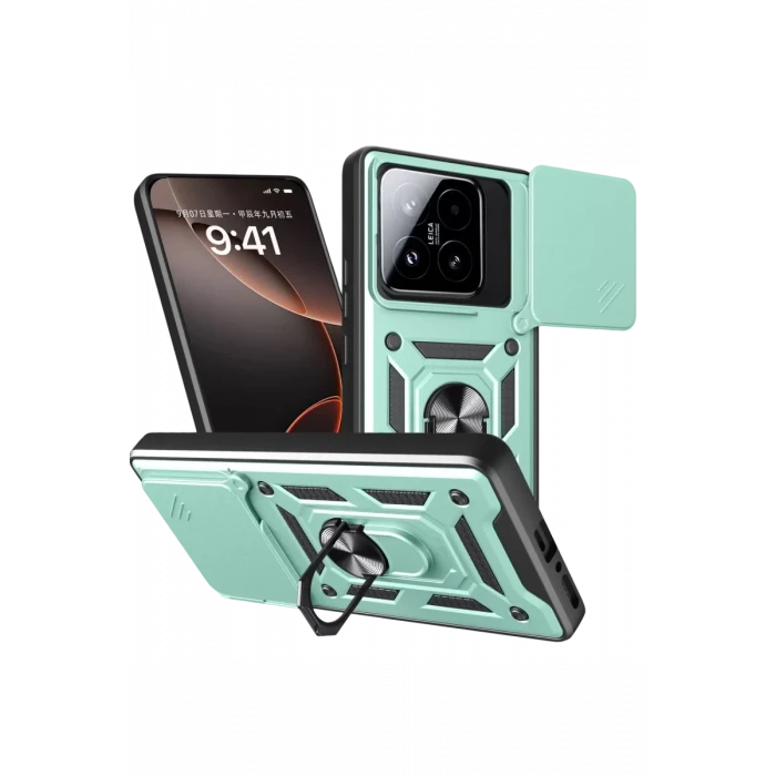 Newface Xiaomi Mi 15T Pars Lens Yüzüklü Silikon - Yeşil