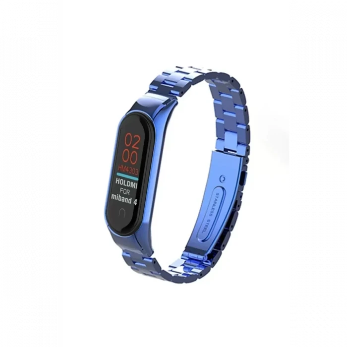 Newface Xiaomi Mi Band 4 Metal Baklalı Kordon - Mavi