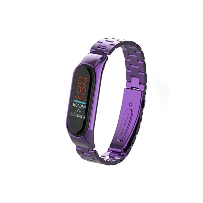 Newface Xiaomi Mi Band 4 Metal Baklalı Kordon - Mor