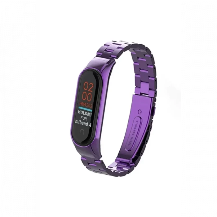Newface Xiaomi Mi Band 4 Metal Baklalı Kordon - Mor